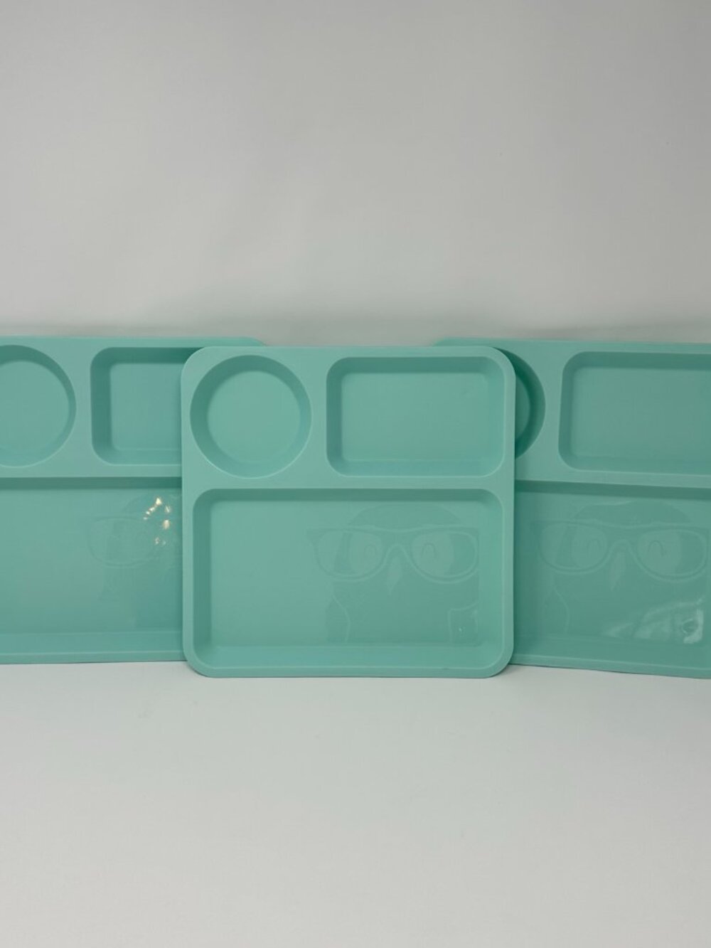 Set of 3 Pillowfort Divided Squares Trays / Plates Target, Light Blue, 9 1/2"